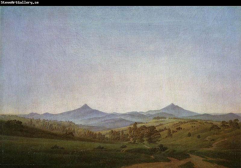 Caspar David Friedrich Bohmische Landschaft mit dem Milleschauer